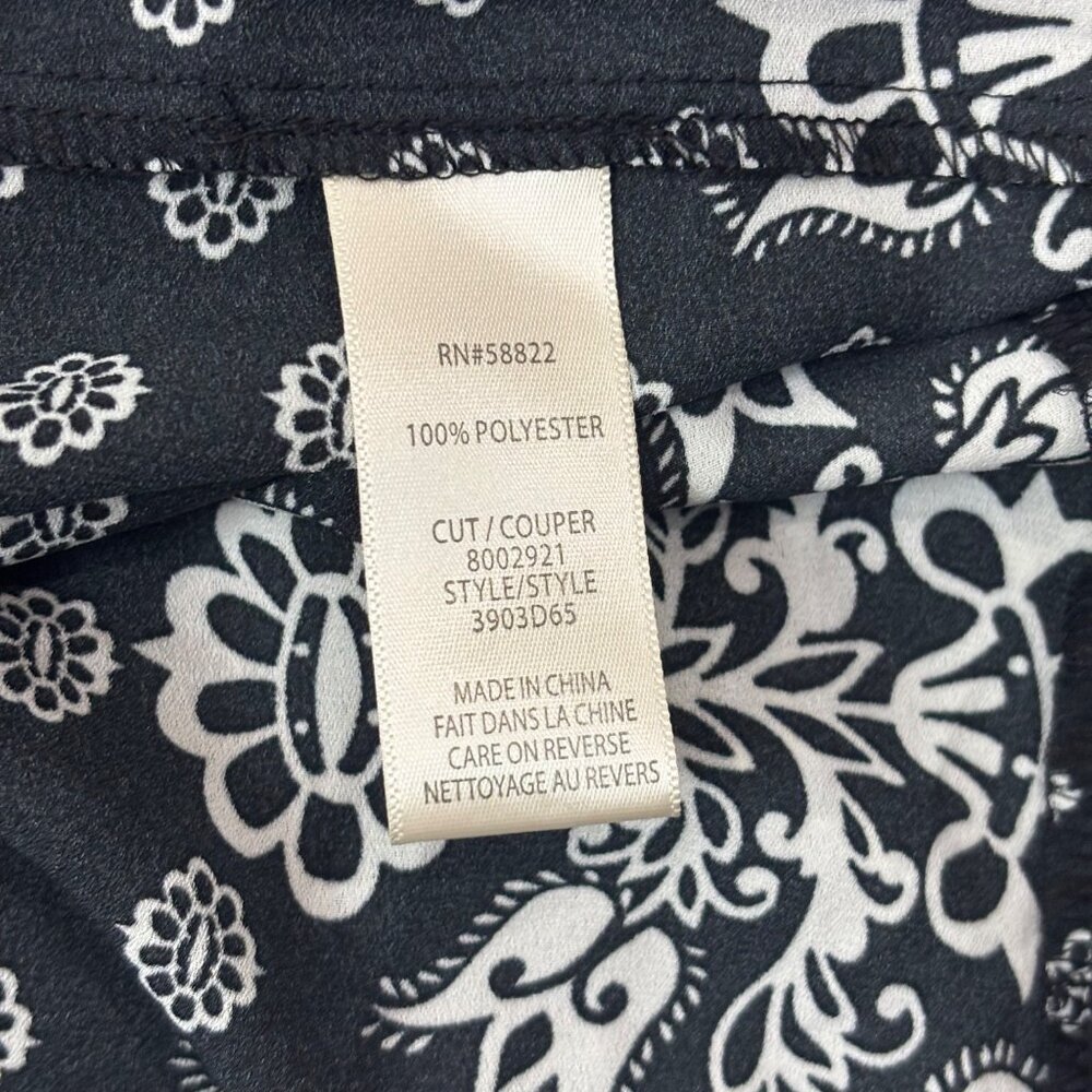 Max Studio London Floral Dress Medium Black White Printed Puff Sleeves Tiered Mi - Picture 13 of 13